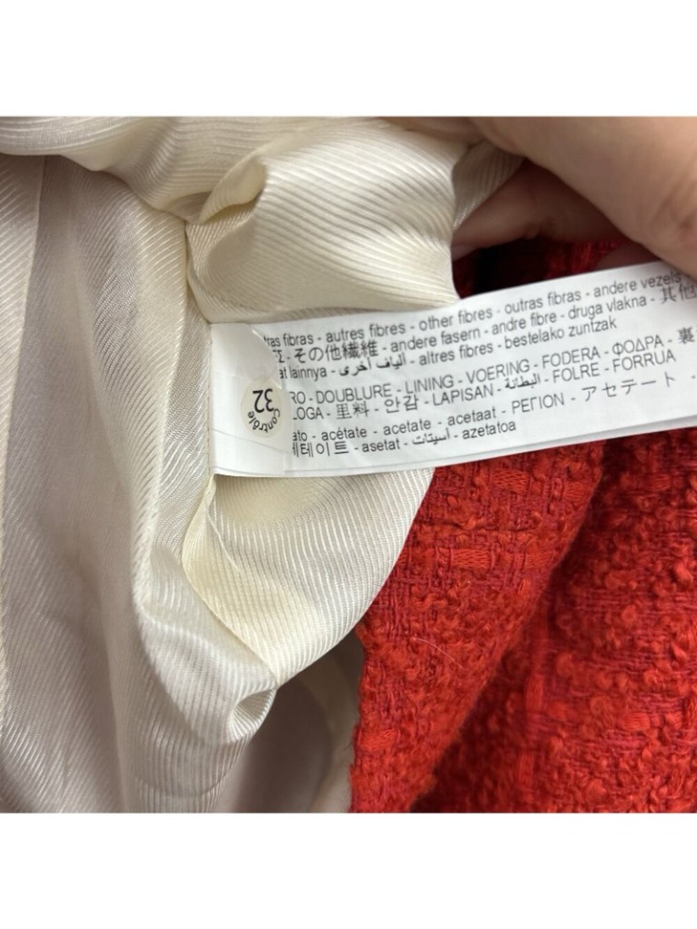 ZARA Red Tweed Boucle Double Breasted Blazer Jacket Womens XS Textured Cotton - Picture 11 of 16